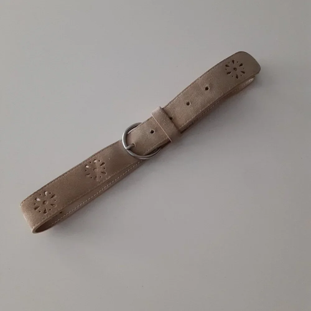 Kids Belt -Tan Suede laser cut